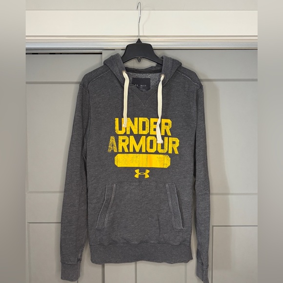 Under Armour Men's Charcoal Gray Hoodie with Yellow Logo - Picture 1 of 6